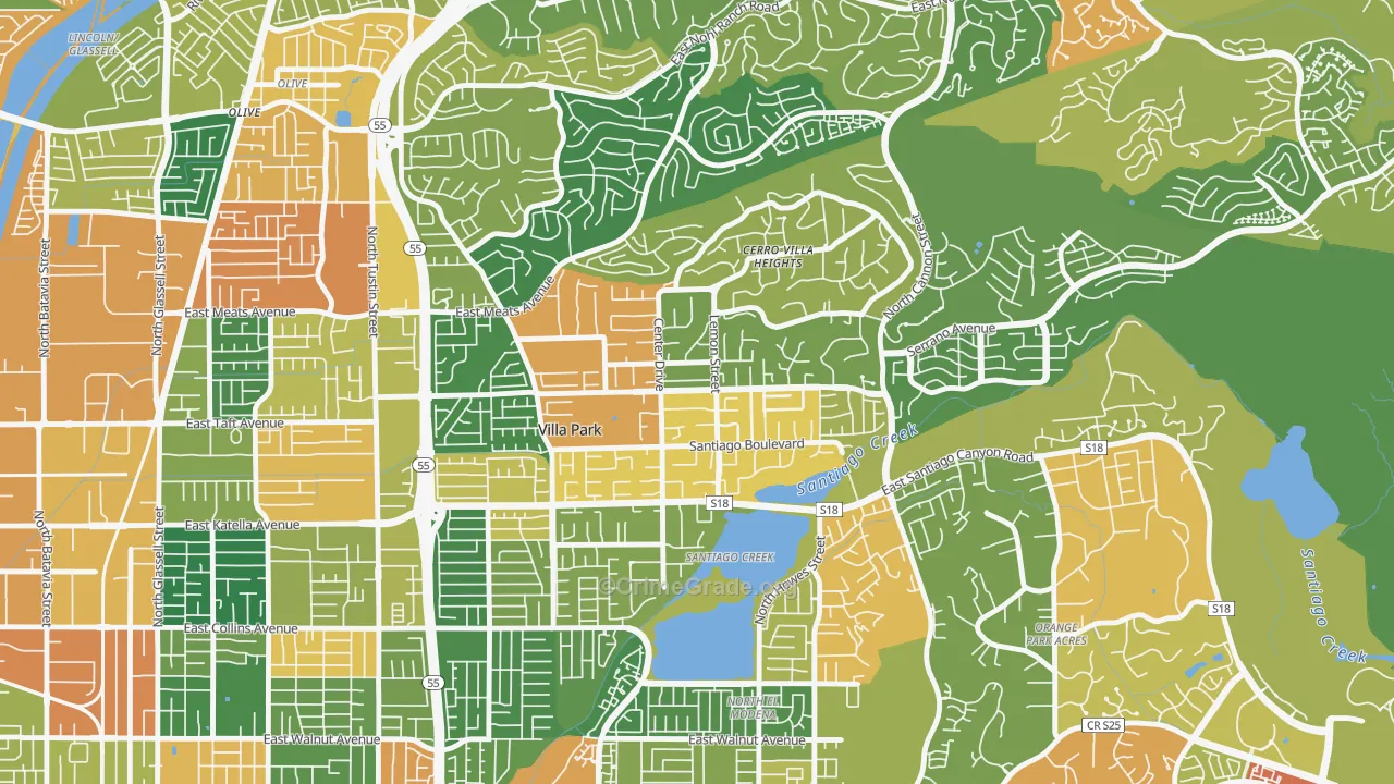Villa Park, CA Map of Assault Rates