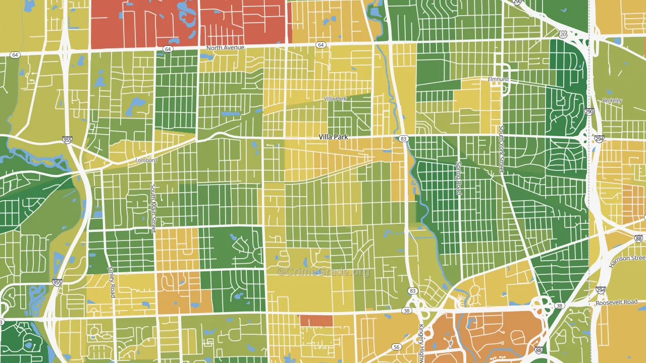 Villa Park, IL Map of Assault Rates