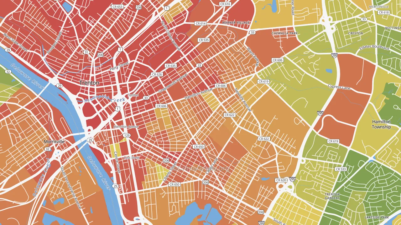 Villa Park, Trenton, NJ Map of Assault Rates
