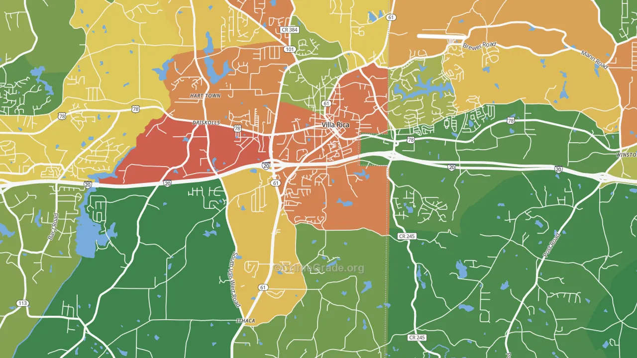 Villa Rica, GA Map of Assault Rates