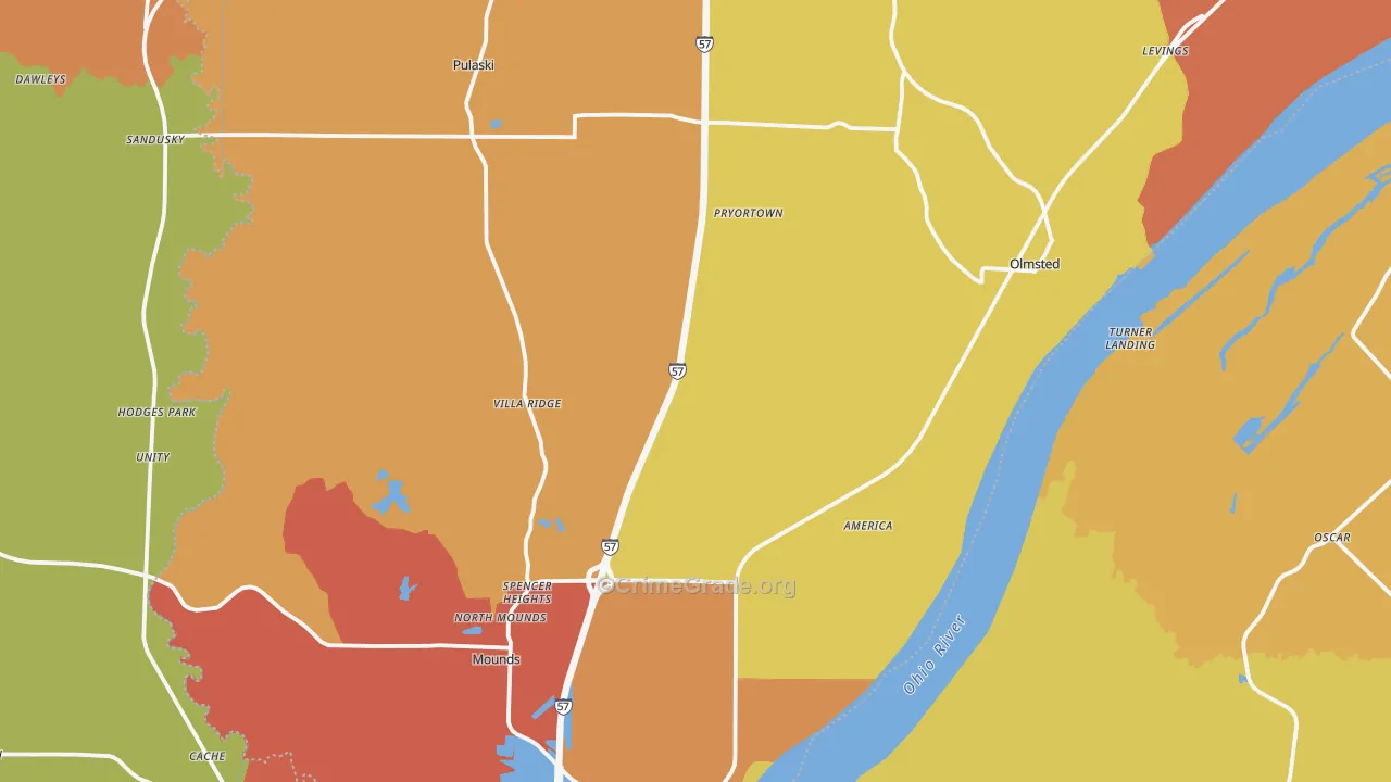 Villa Ridge, IL Map of Assault Rates
