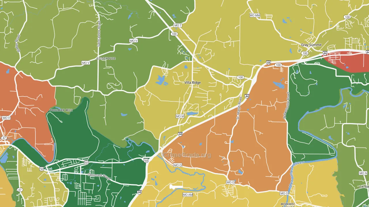 Villa Ridge, MO Map of Assault Rates