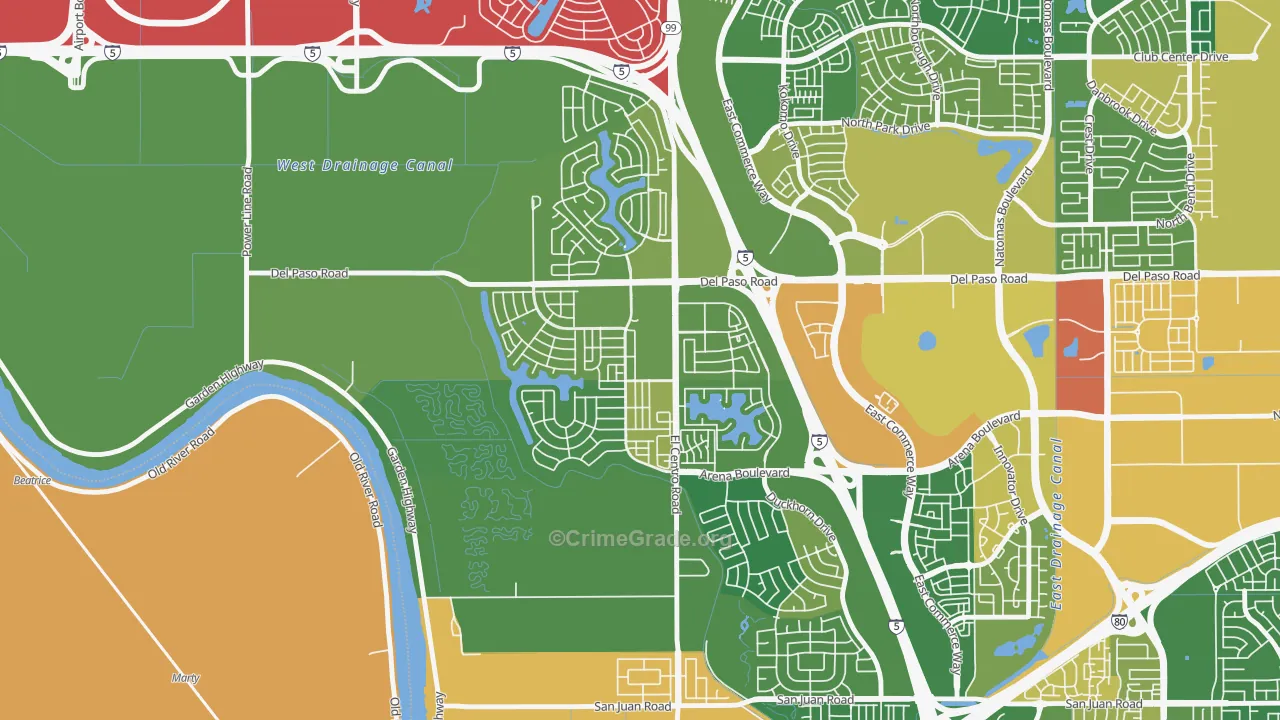 Village 2, Sacramento, CA Map of Assault Rates