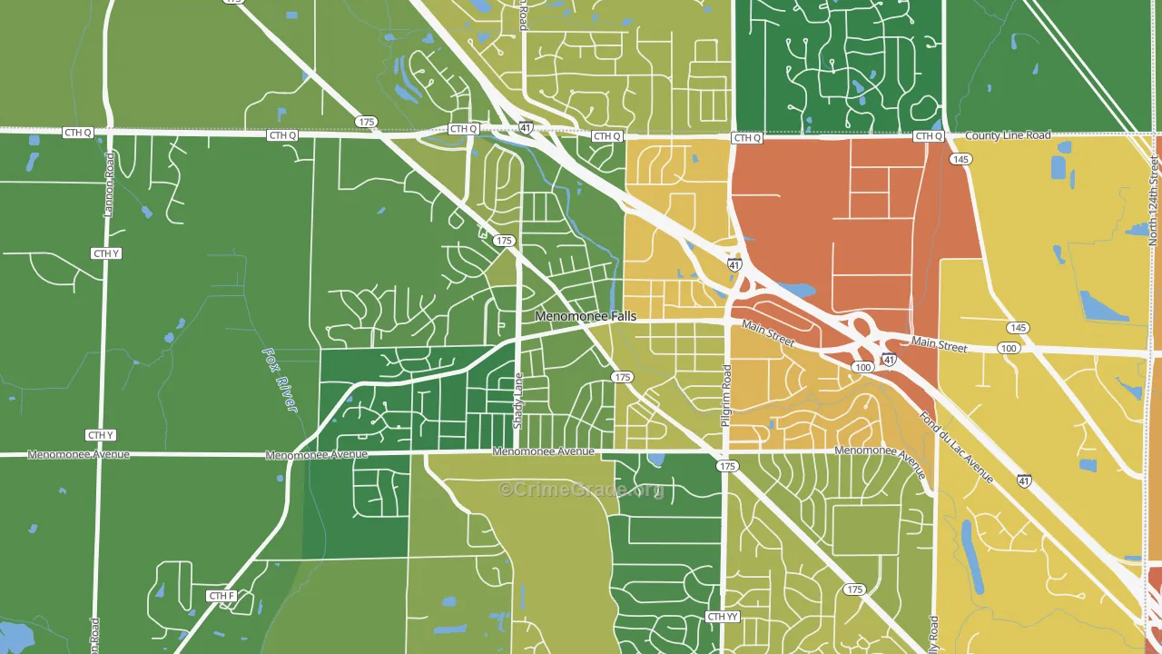 Village Centre, Menomonee Falls, WI Map of Assault Rates