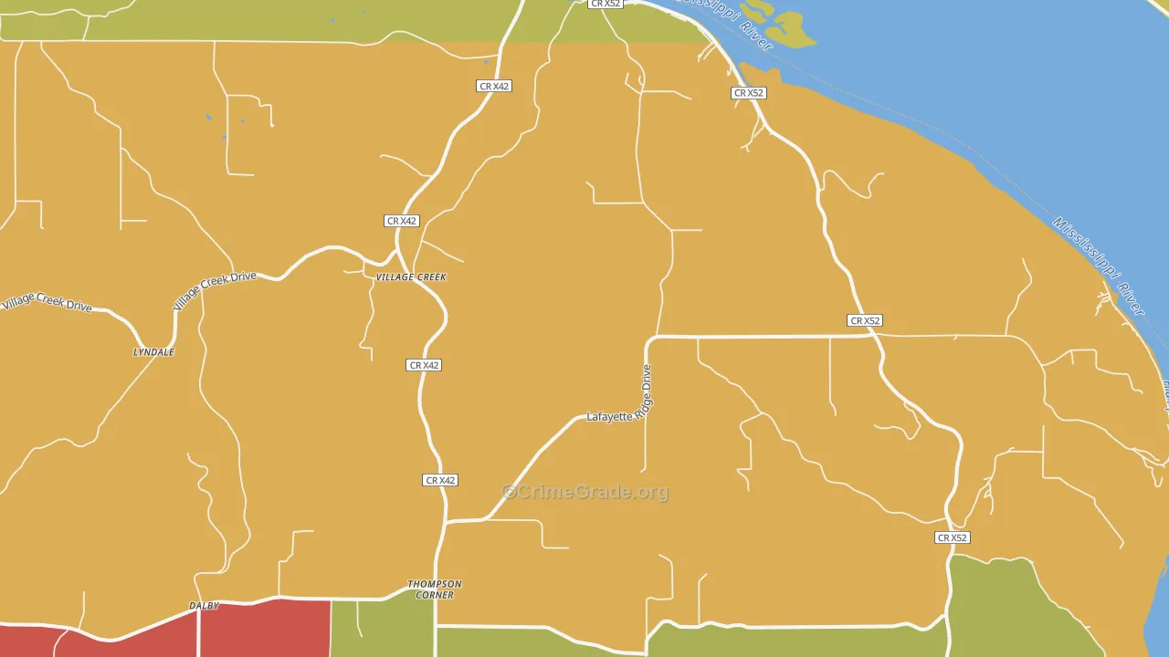 Village Creek, IA Map of Assault Rates