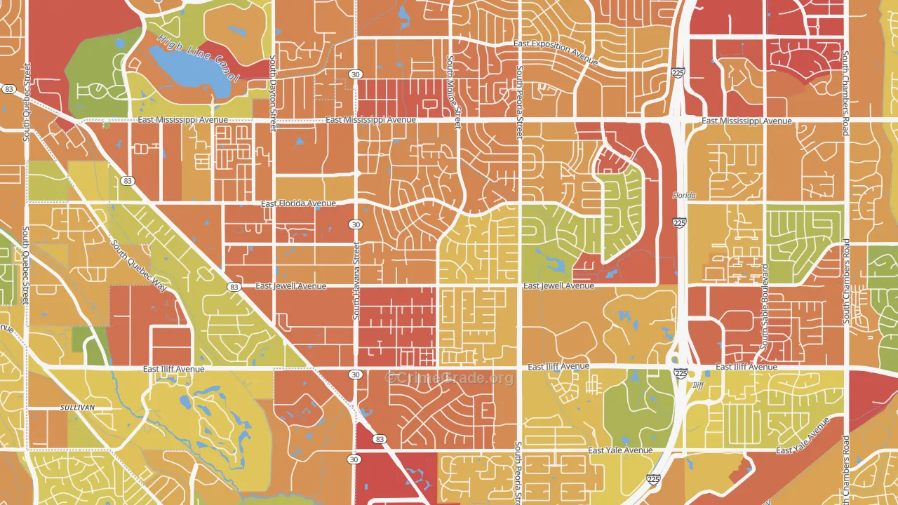 Village East, Aurora, CO Map of Assault Rates