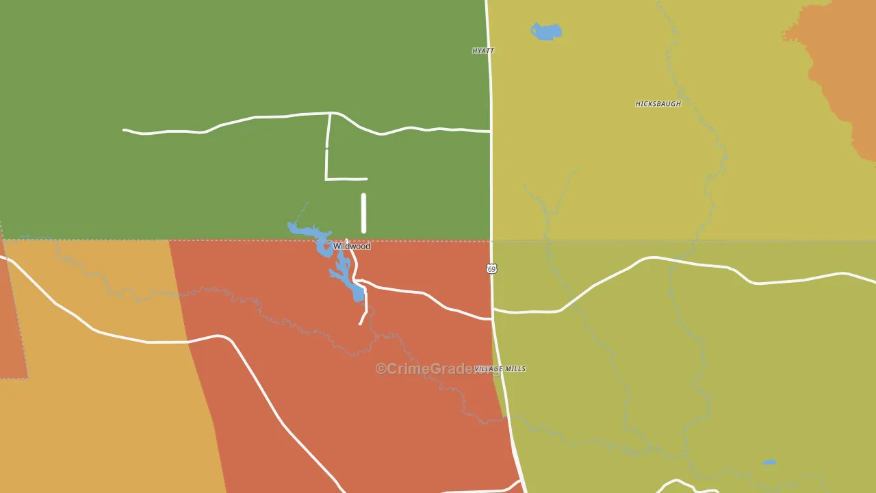 Village Mills, TX Map of Assault Rates