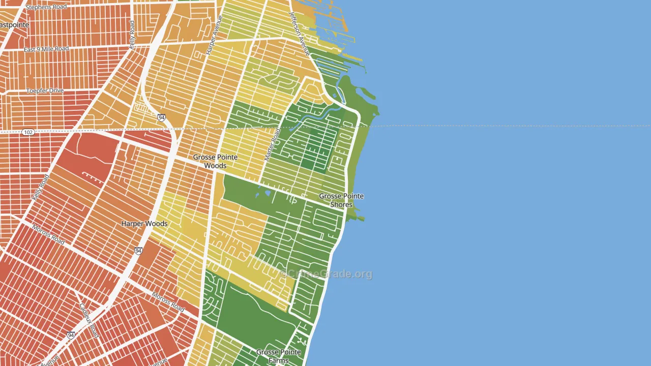 Village of Grosse Pointe Shores, MI Map of Assault Rates