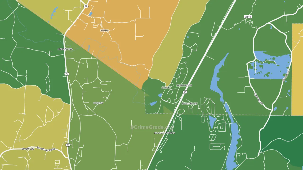 Village Springs, AL Map of Assault Rates