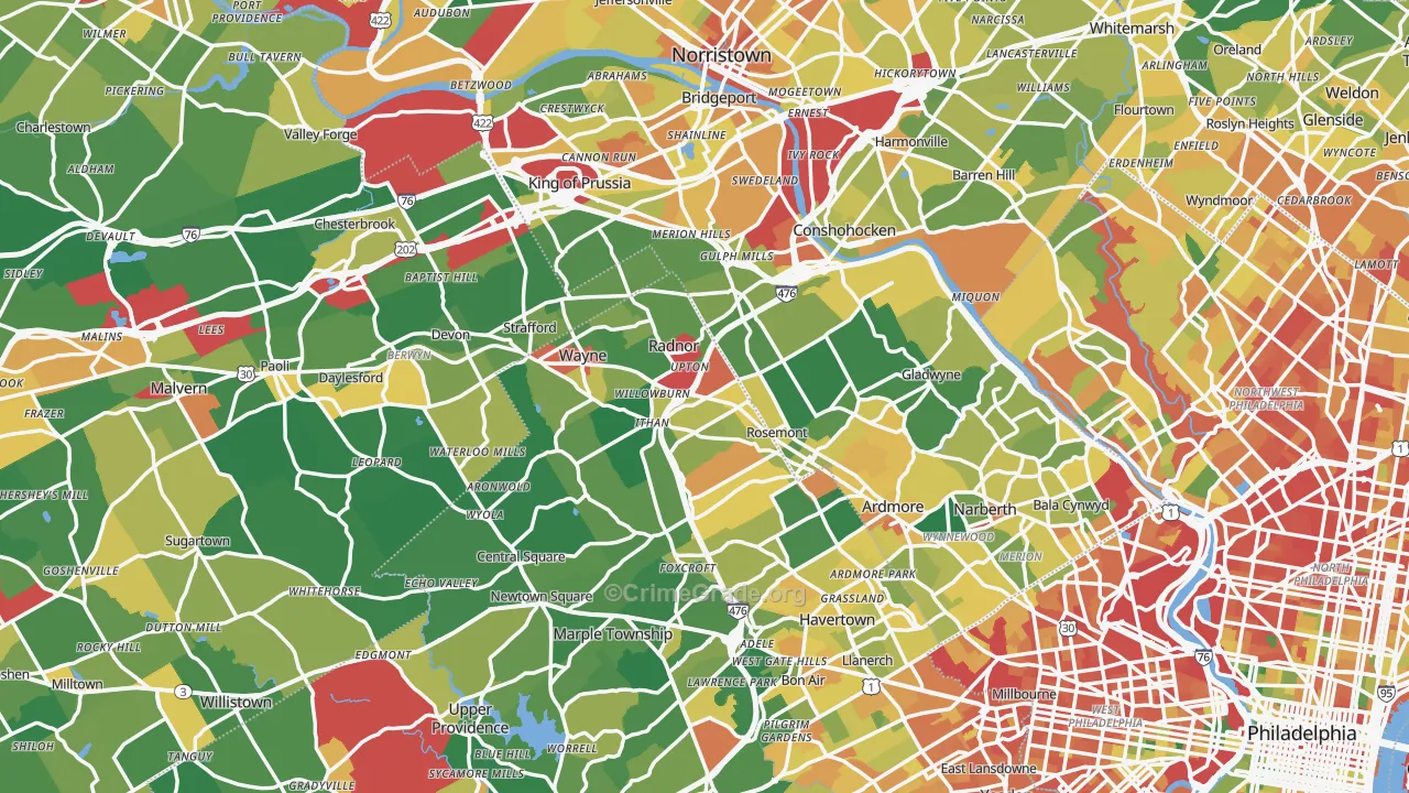 Villanova, PA Map of Assault Rates