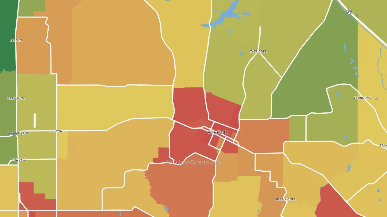 Ville Platte, LA Map of Assault Rates