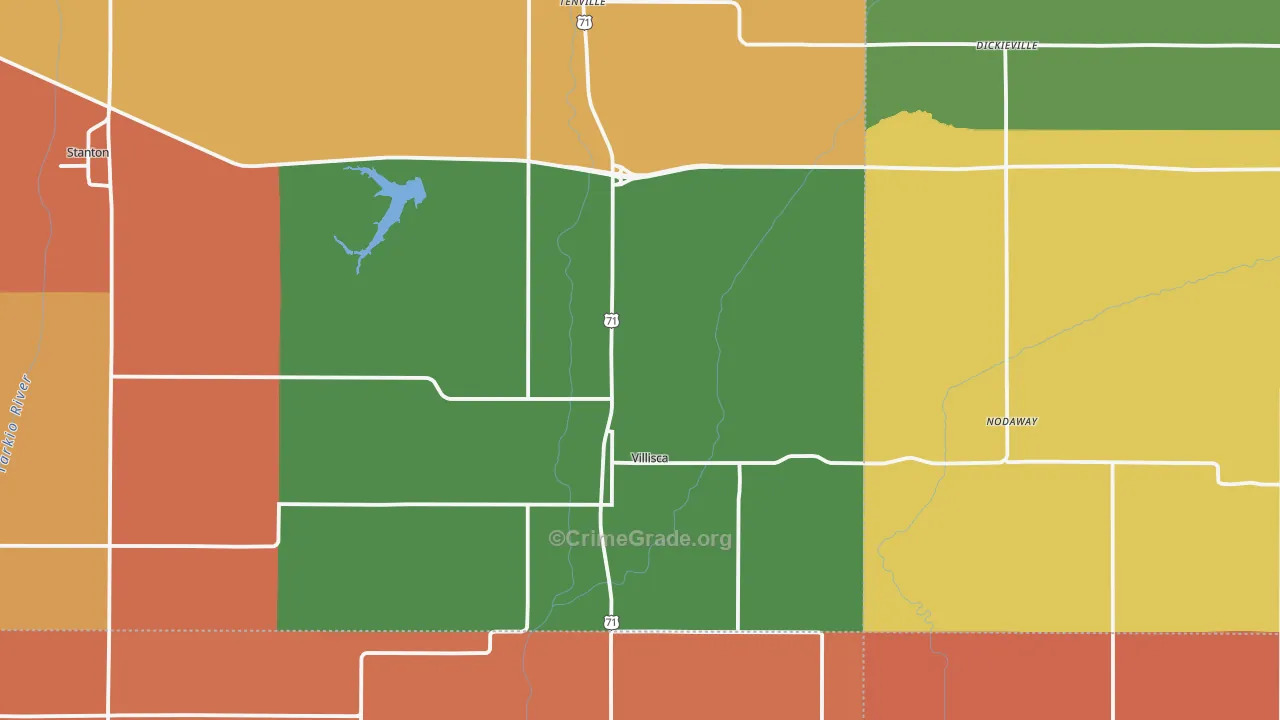 Villisca, IA Map of Assault Rates