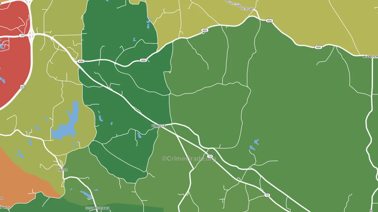 Vimville, MS Map of Assault Rates