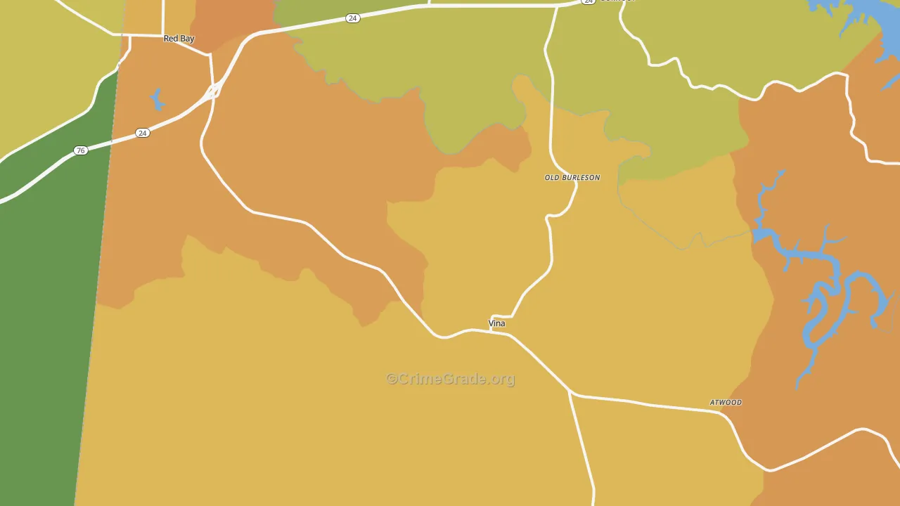 Vina, AL Map of Assault Rates