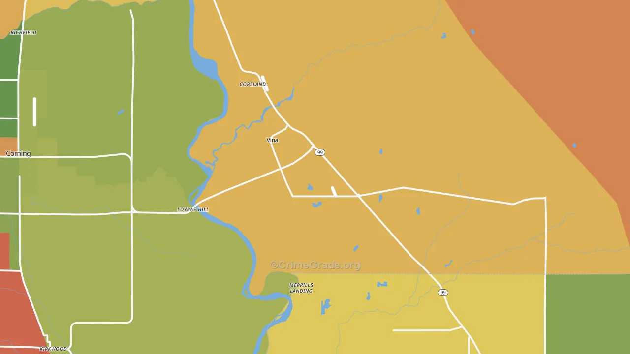Vina, CA Map of Assault Rates