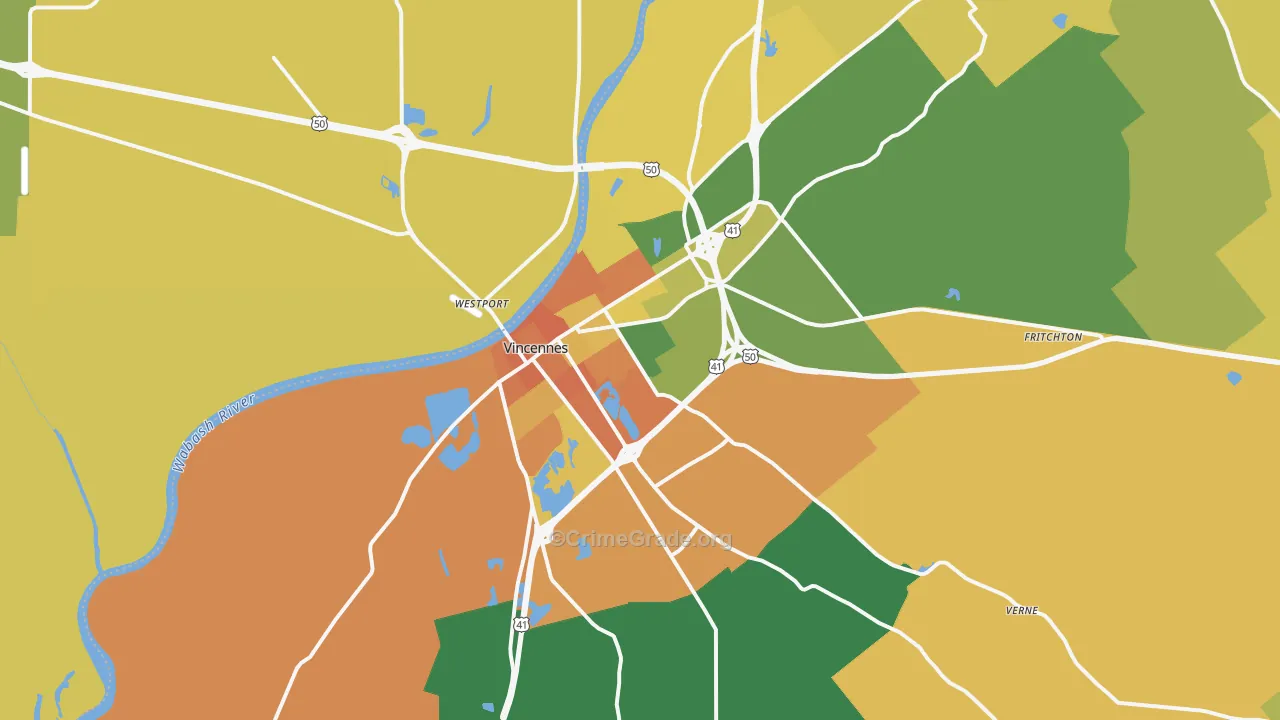 Vincennes, IN Map of Assault Rates