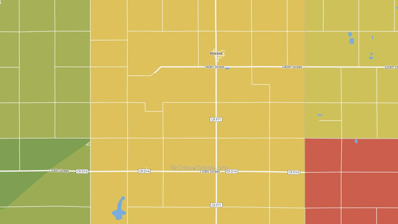 Vincent, IA Map of Assault Rates