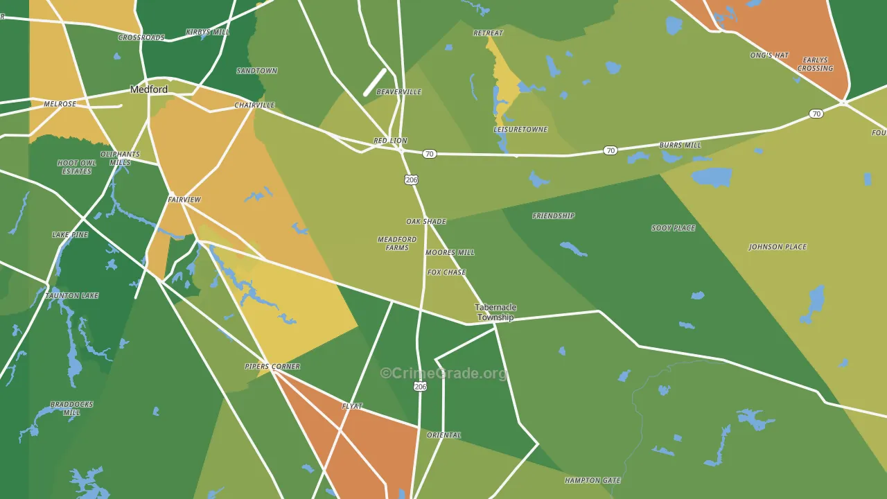 Vincentown, NJ Map of Assault Rates