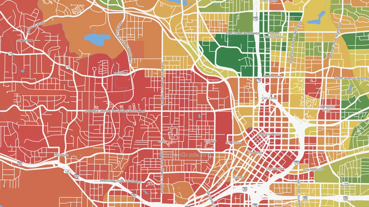 Vine City, Atlanta, GA Map of Assault Rates