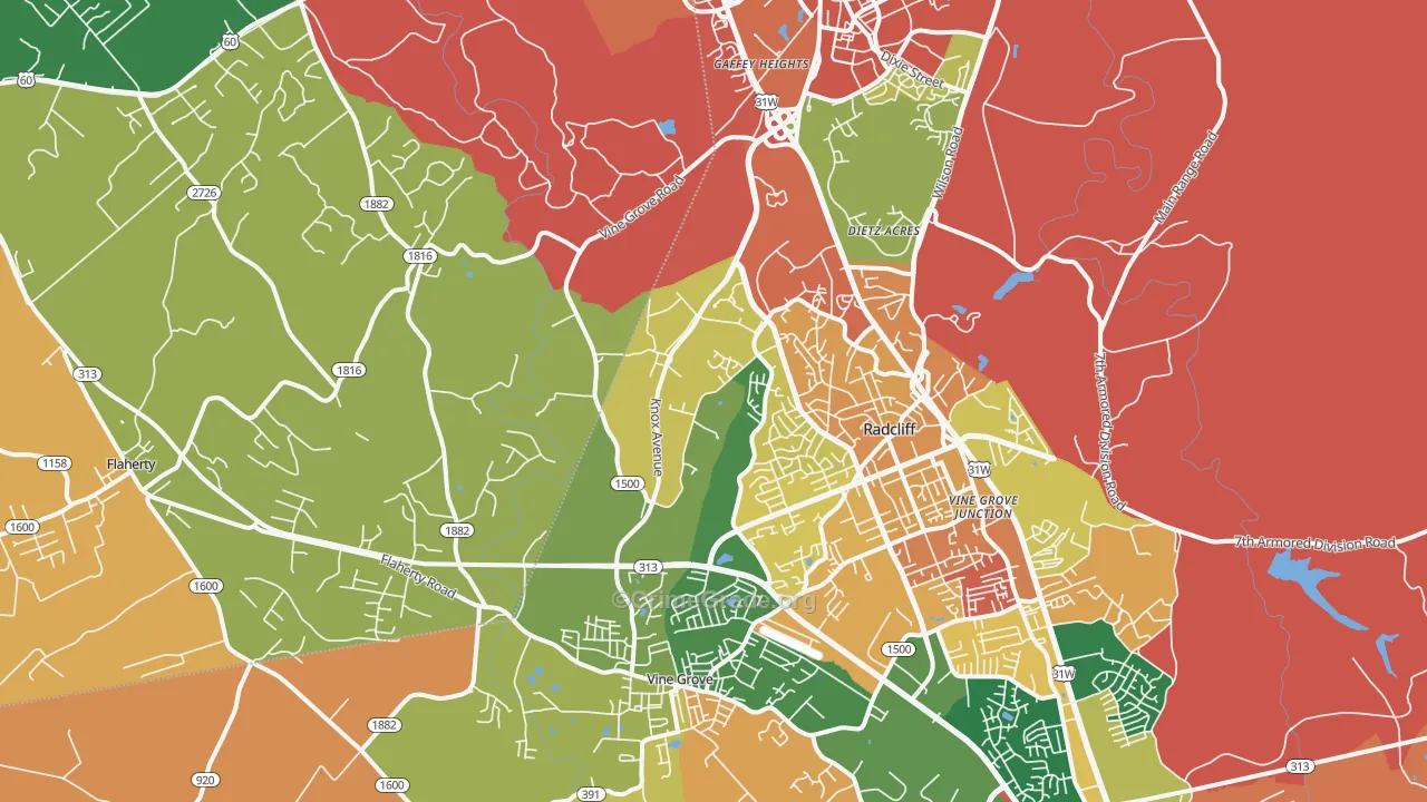 Vine Grove Junction, KY Map of Assault Rates