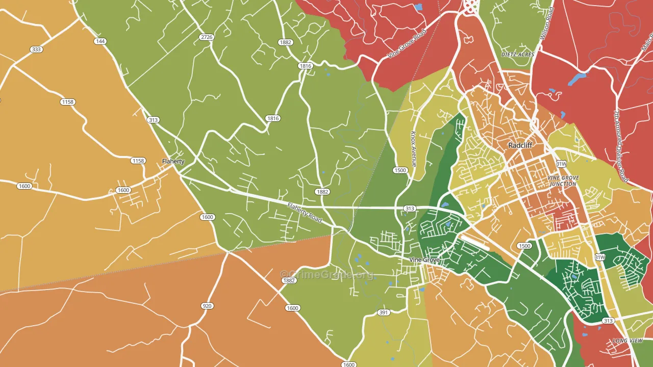 Vine Grove, KY Map of Assault Rates