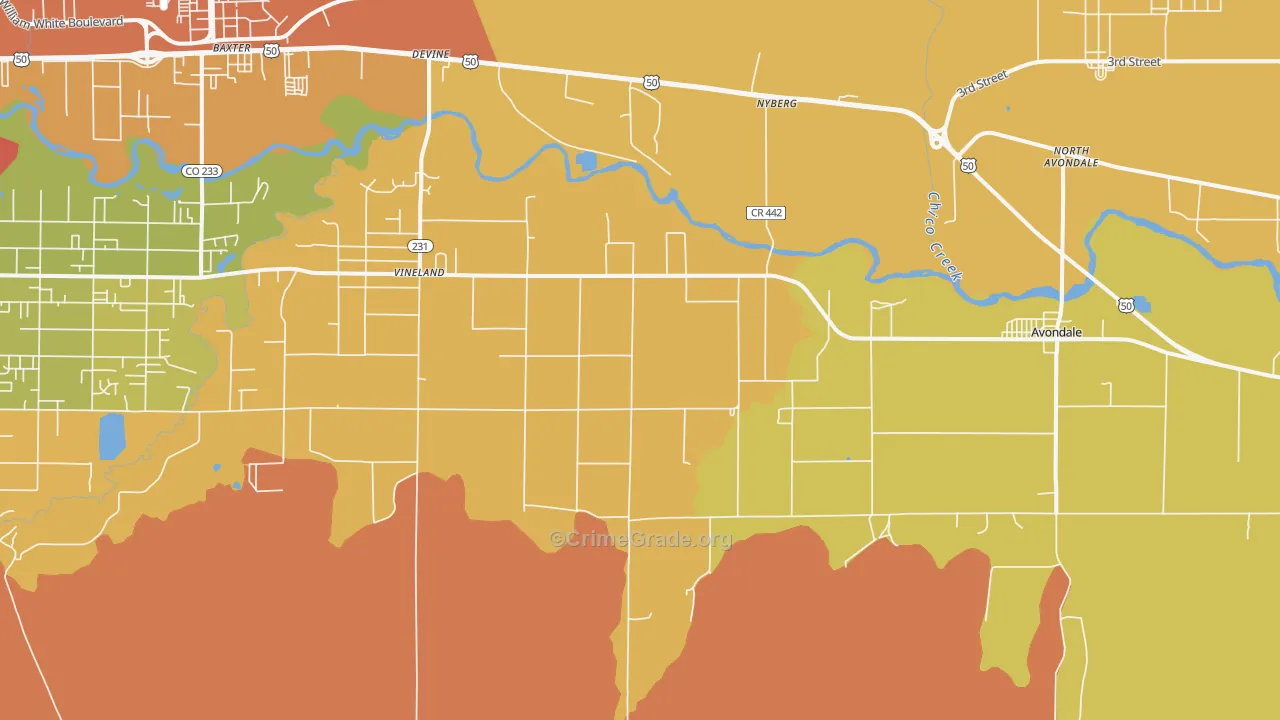 Vineland, CO Map of Assault Rates