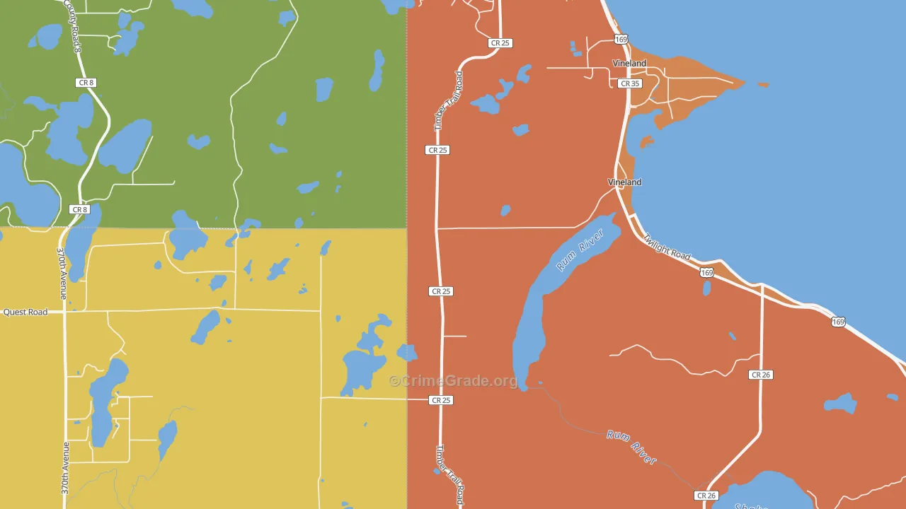 Vineland, MN Map of Assault Rates