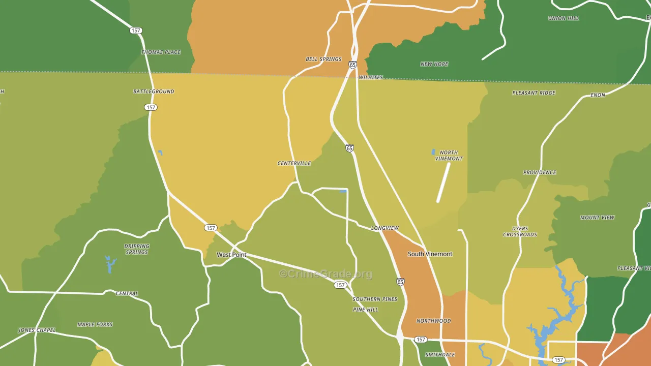 Vinemont, AL Map of Assault Rates