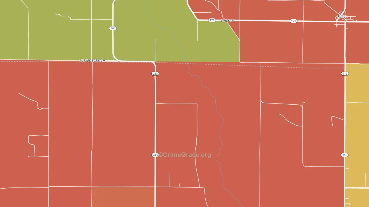 Vineyard, AR Map of Assault Rates