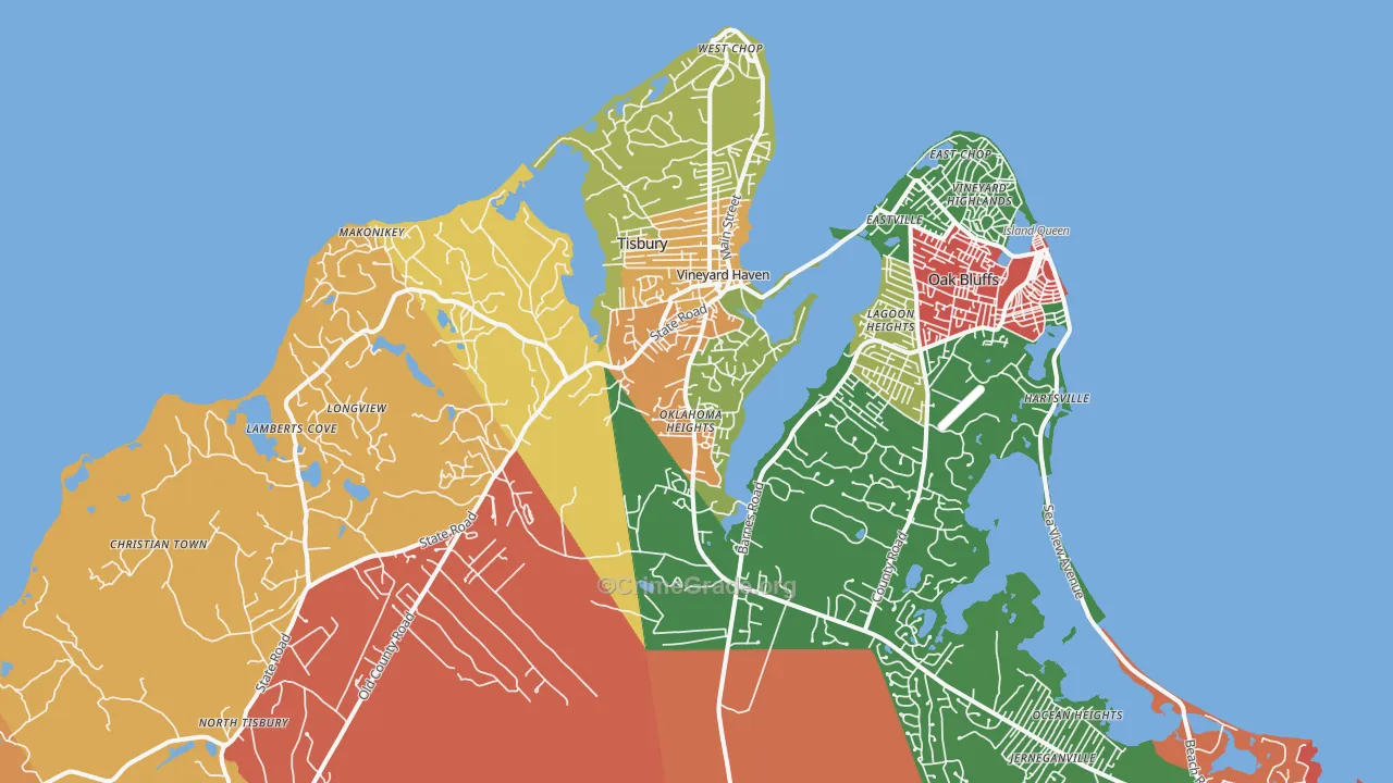 Vineyard Haven, MA Map of Assault Rates