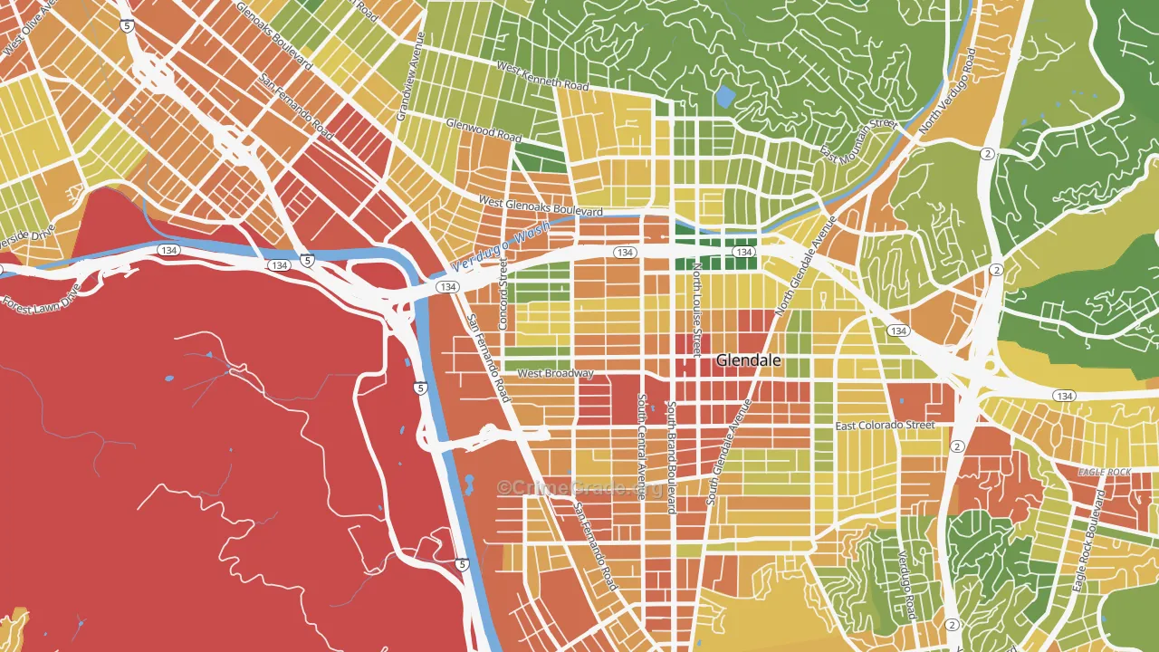Vineyard-Los Angeles, Glendale, CA Map of Assault Rates