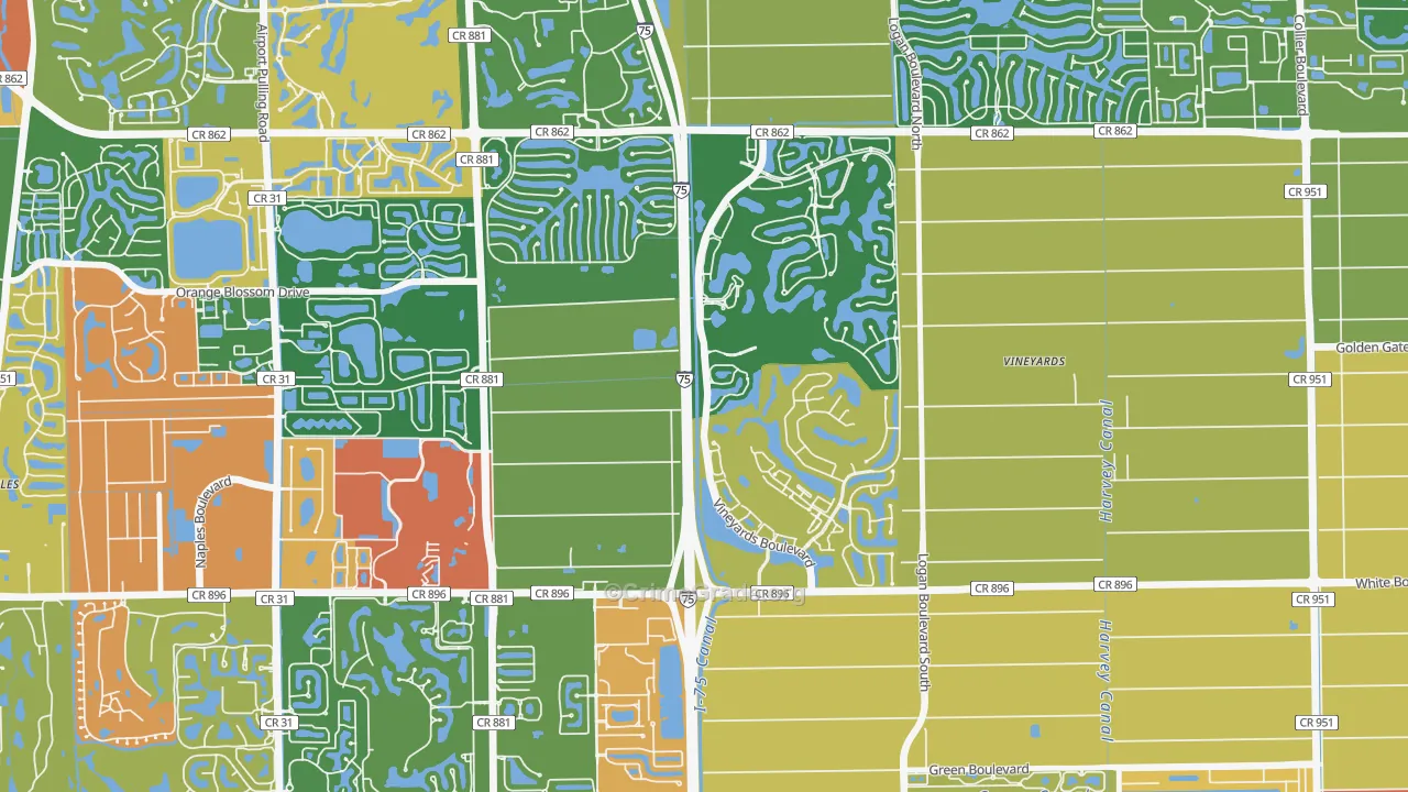 Vineyards, Naples, FL Map of Assault Rates