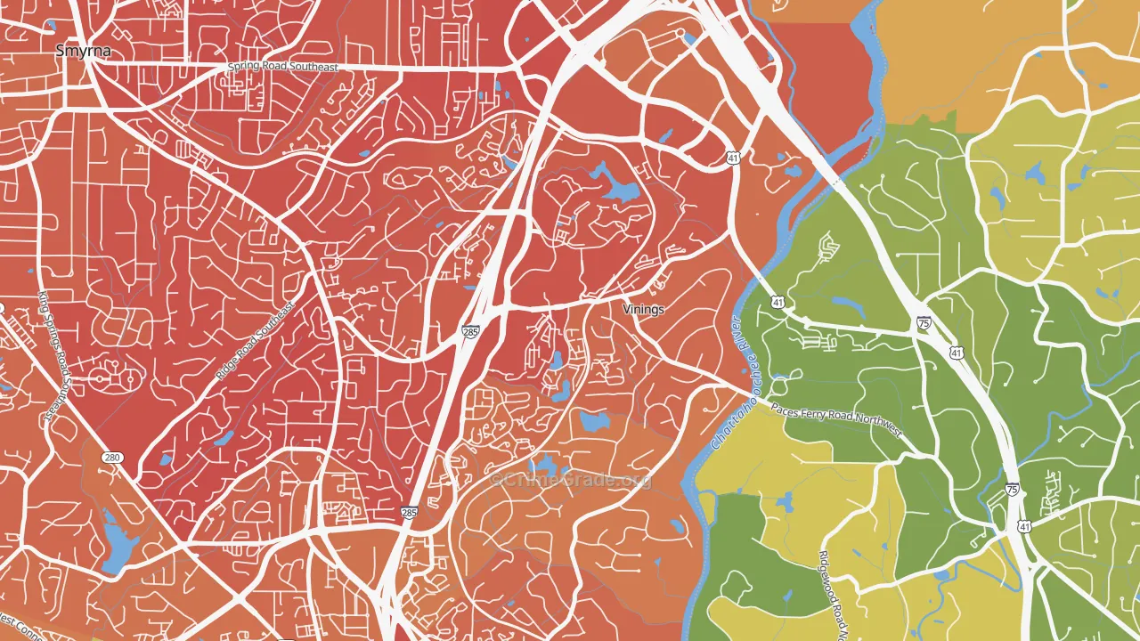 Vinings, GA Map of Assault Rates