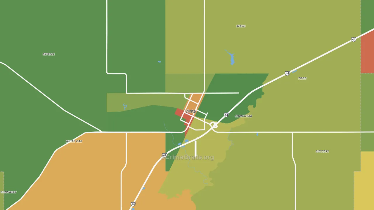 Vinita, OK Map of Assault Rates