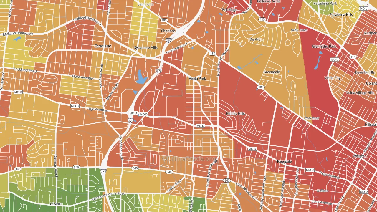 Vinita Park, MO Map of Assault Rates