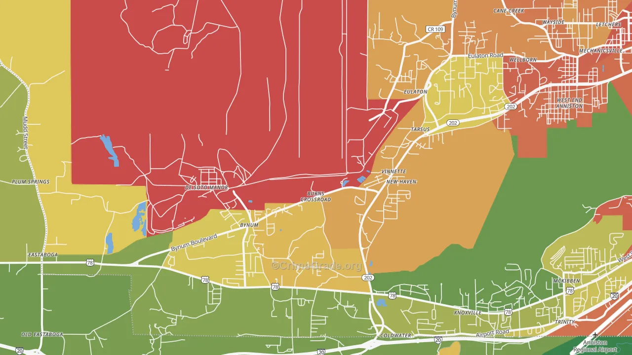 Vinnette, AL Map of Assault Rates