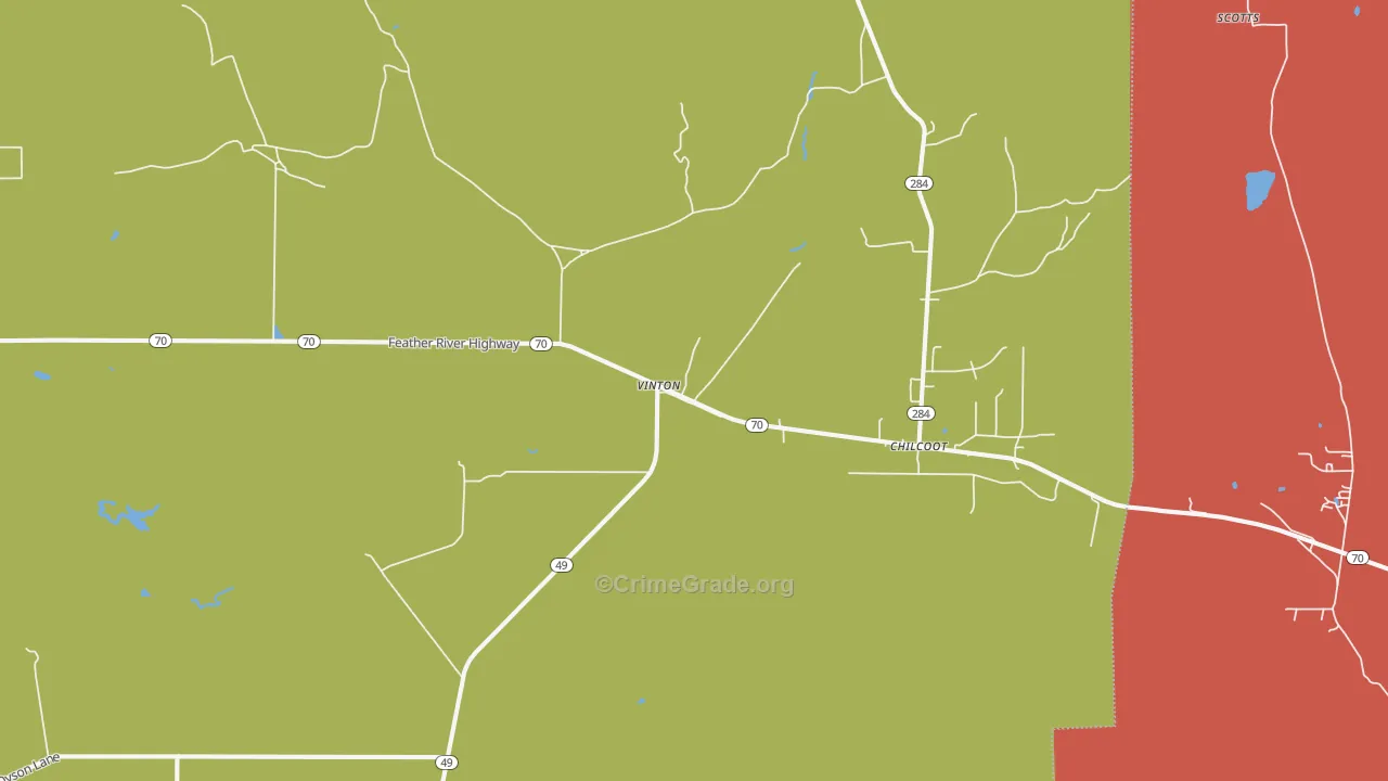 Vinton, CA Map of Assault Rates