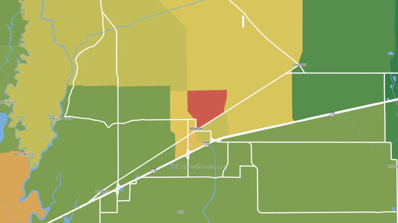 Vinton, LA Map of Assault Rates