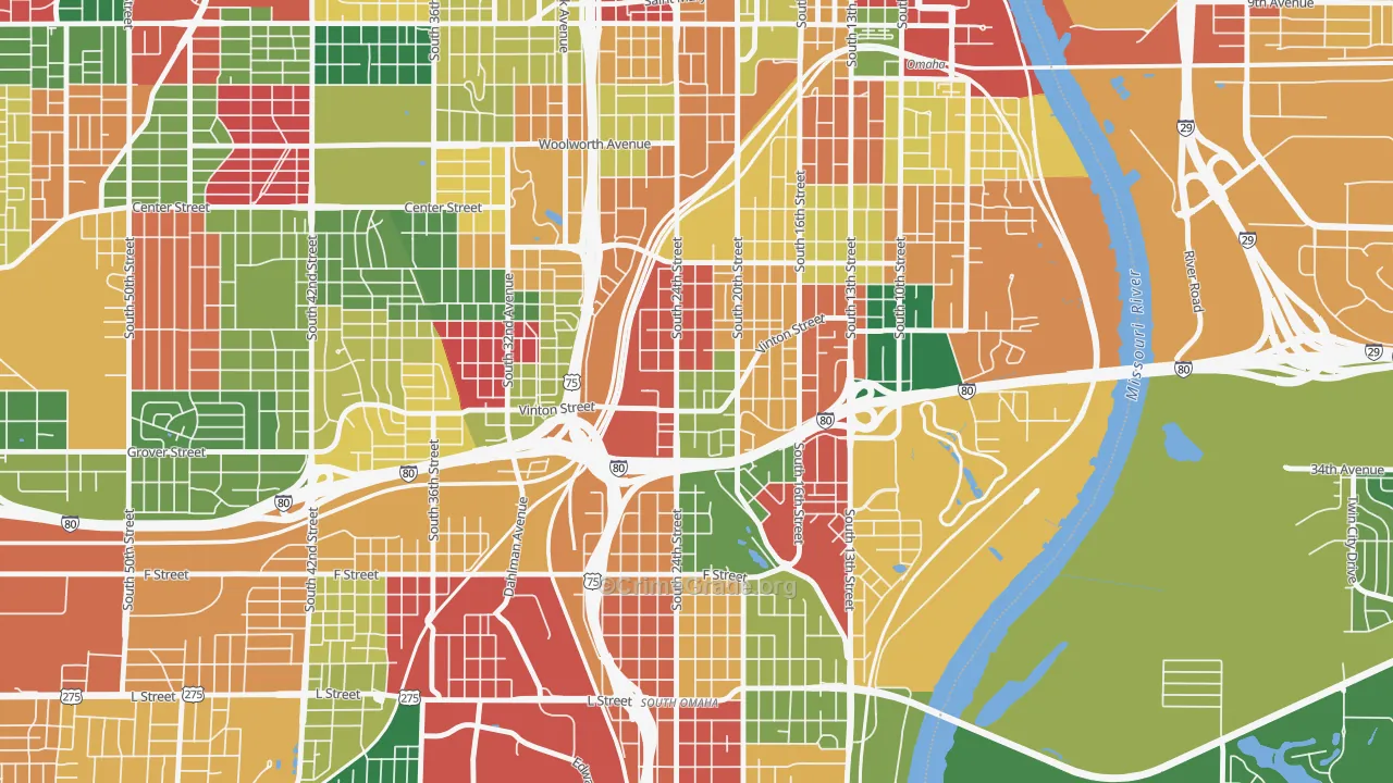 Vinton Street, Omaha, NE Map of Assault Rates