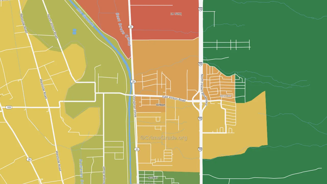 Vinton, TX Map of Assault Rates