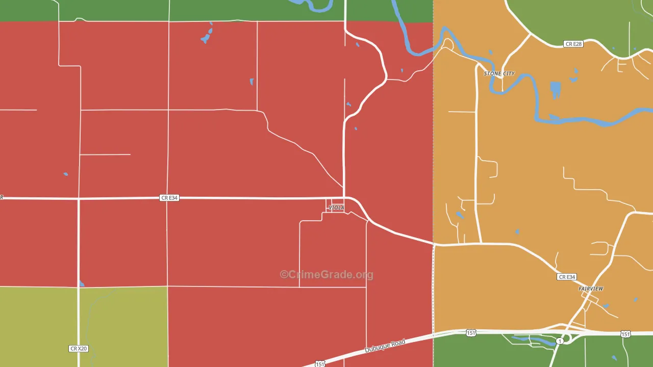Viola, IA Map of Assault Rates