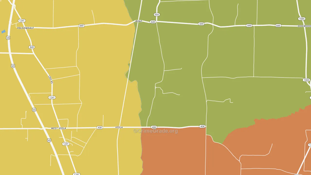 Viola, KY Map of Assault Rates