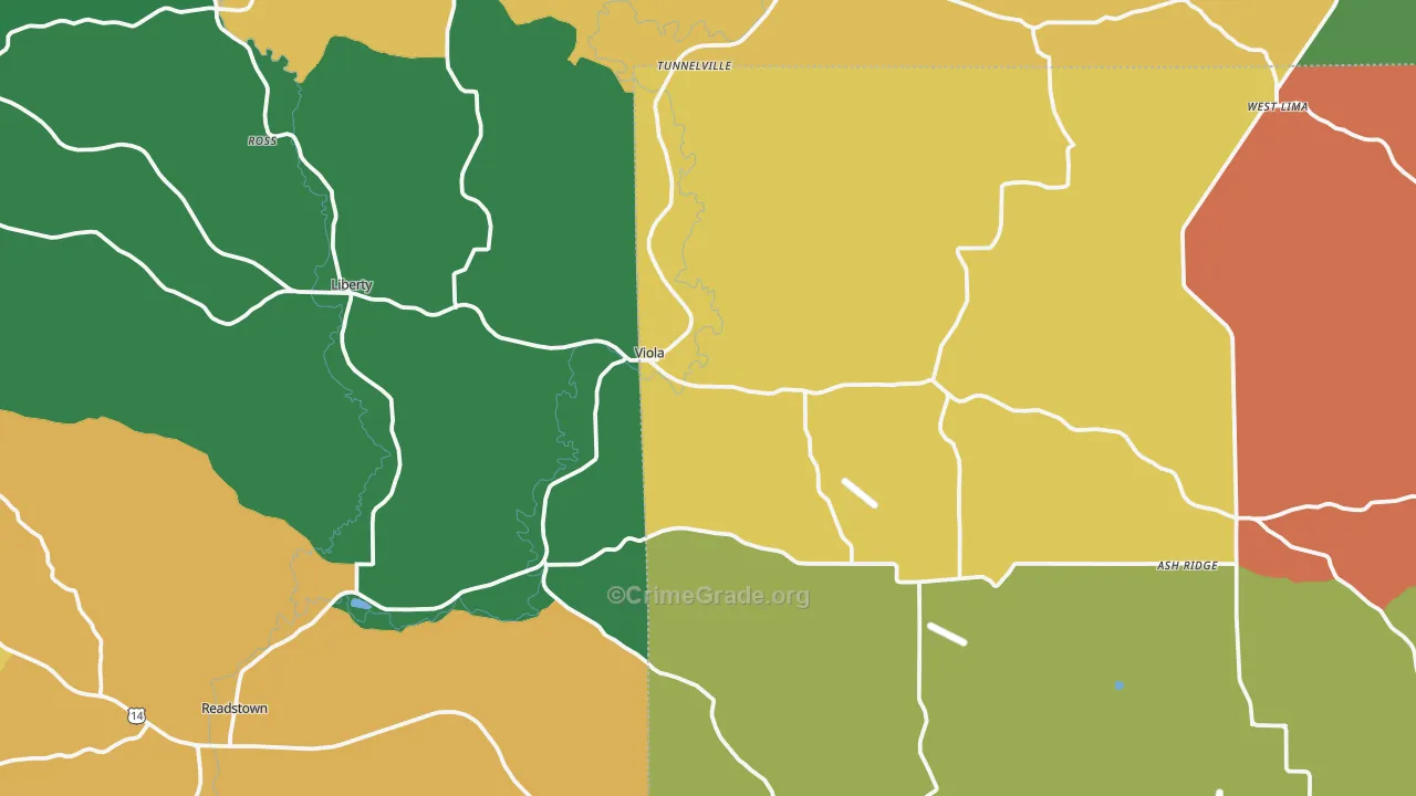 Viola, WI Map of Assault Rates