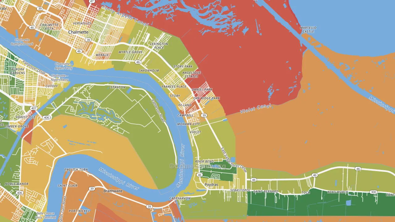 Violet, LA Map of Assault Rates