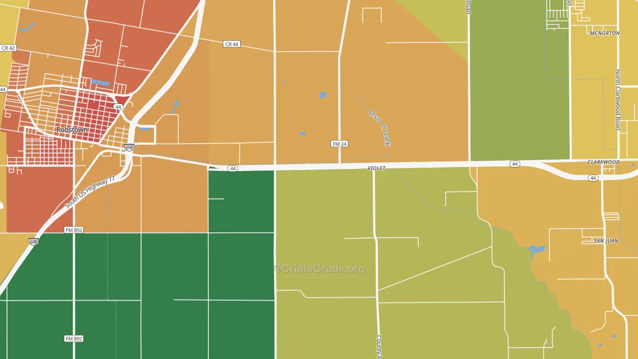 Violet, TX Map of Assault Rates