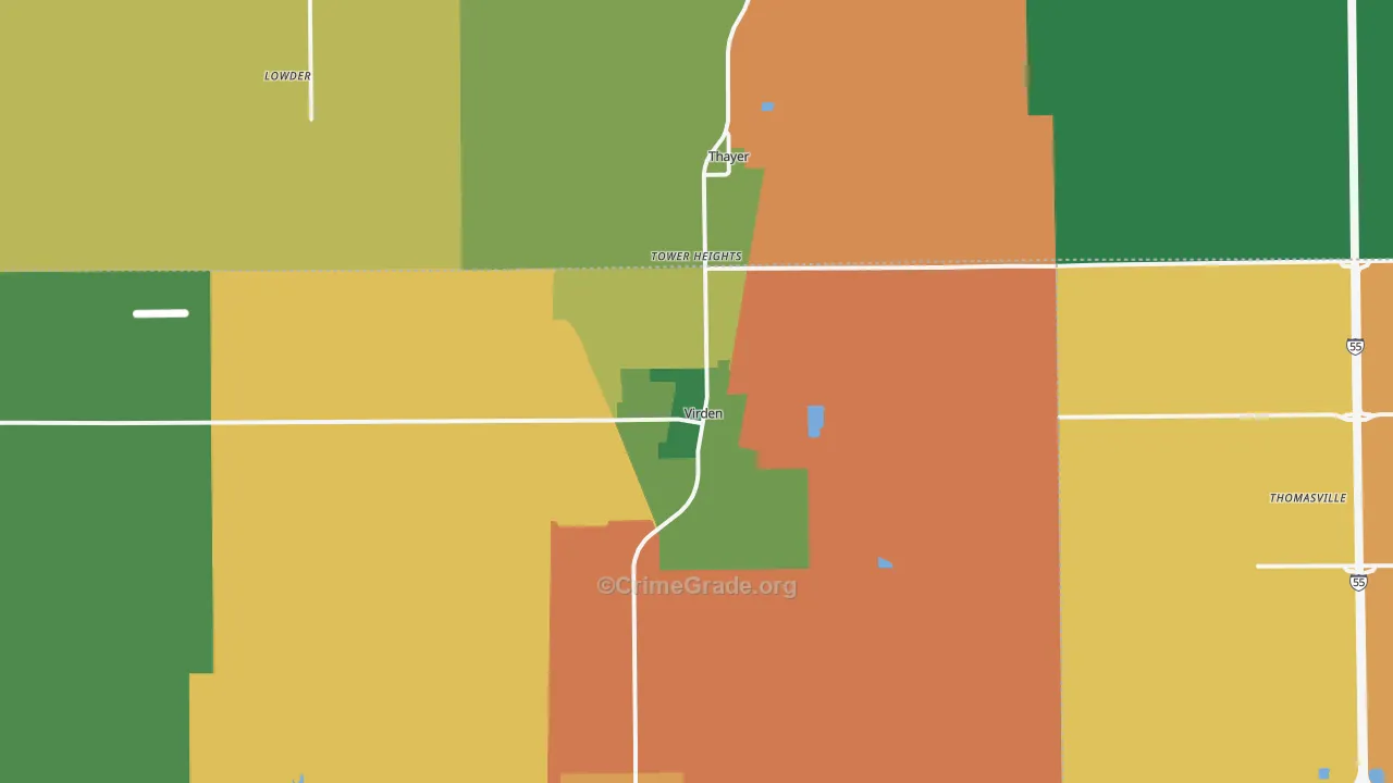 Virden, IL Map of Assault Rates