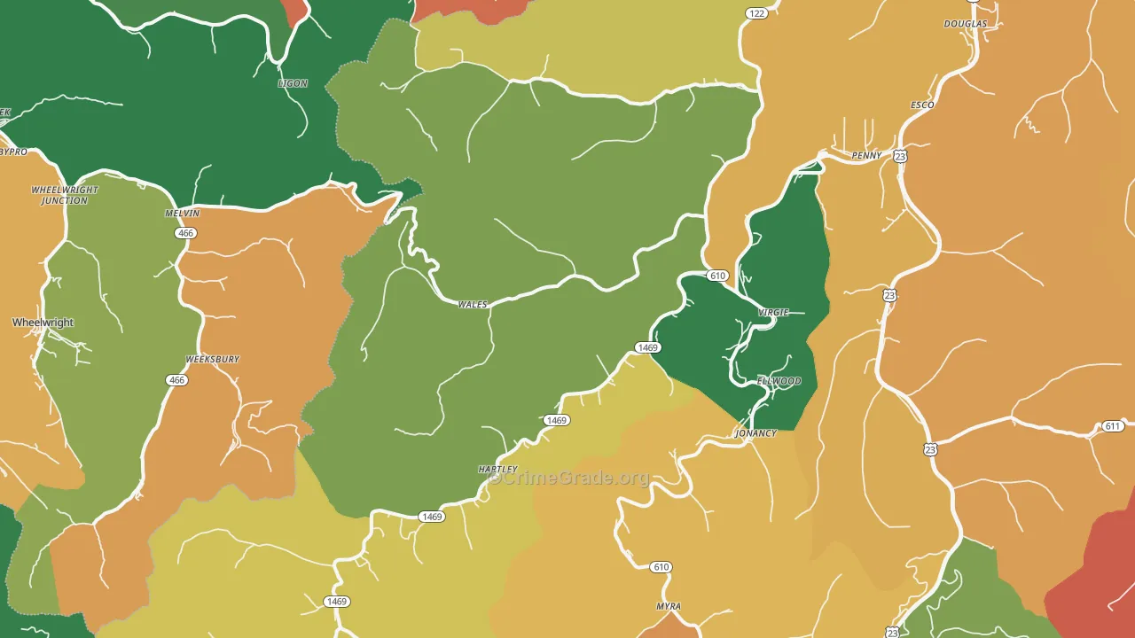 Virgie, KY Map of Assault Rates