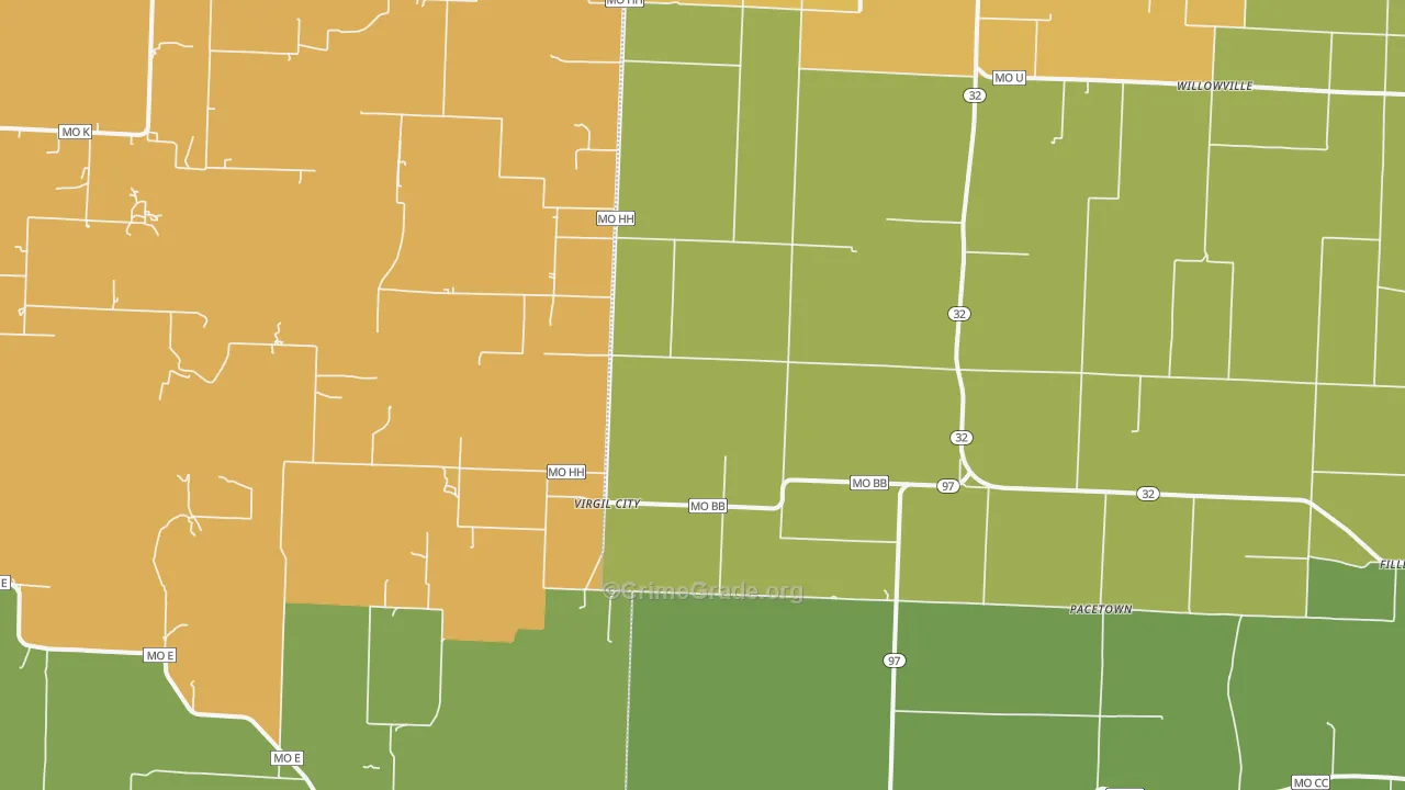 Virgil City, MO Map of Assault Rates