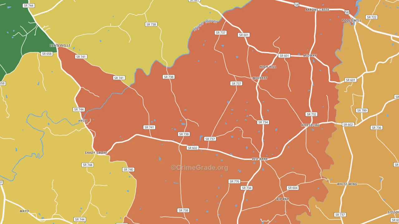 Virgilina, VA Map of Assault Rates