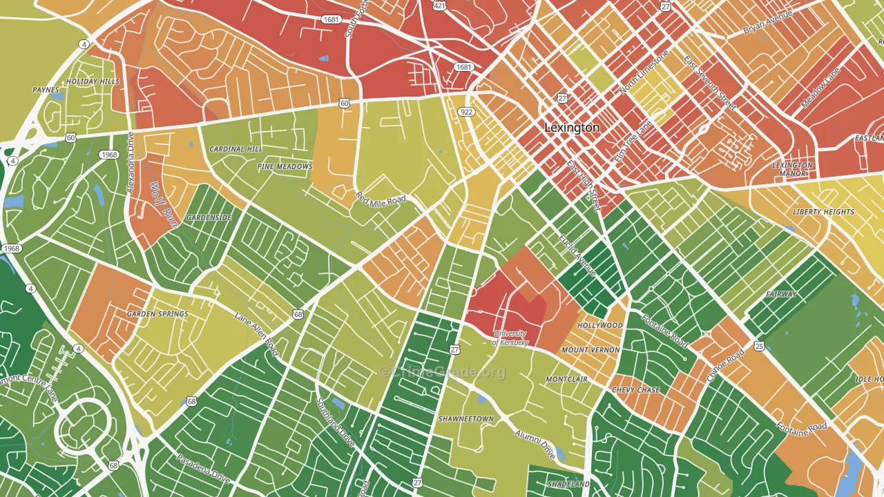 Virginia Ave, Lexington, KY Map of Assault Rates